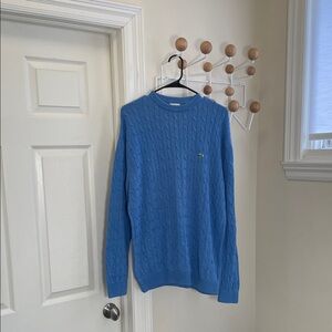 Lacoste - Classic Old Money Cable Knit Oversized Sweater - Blue - 6 or XL